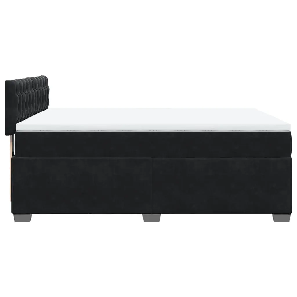 Double Box Spring Bed with Pocket Mattress Grey Velvet Upholstered Frame