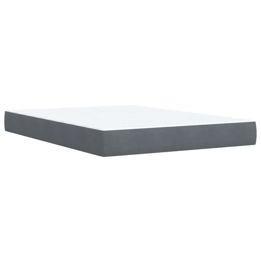 Double Box Spring Bed Set with Mattress 4ft6 Dark Grey Velvet