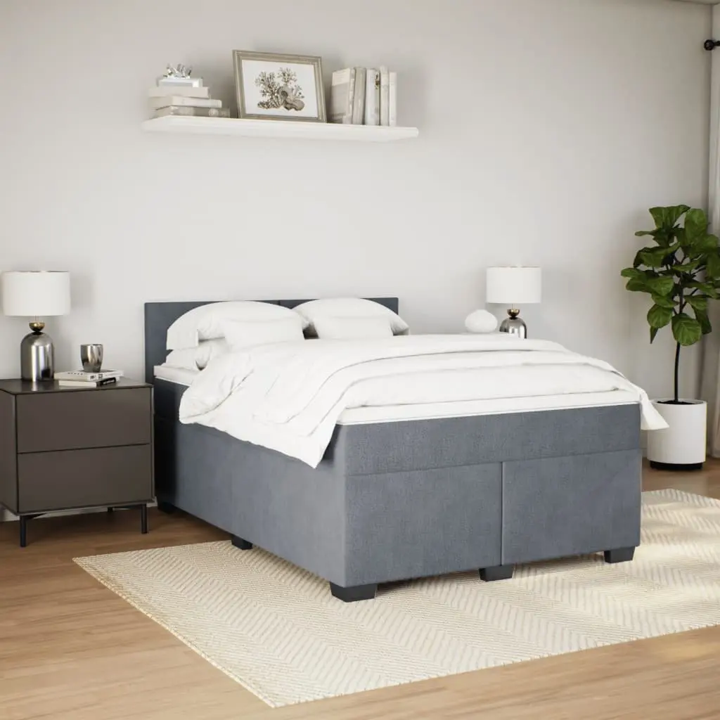Box Spring Bed Pocket Spring Mattress Queen Velvet Upholstered Black Frame Slats