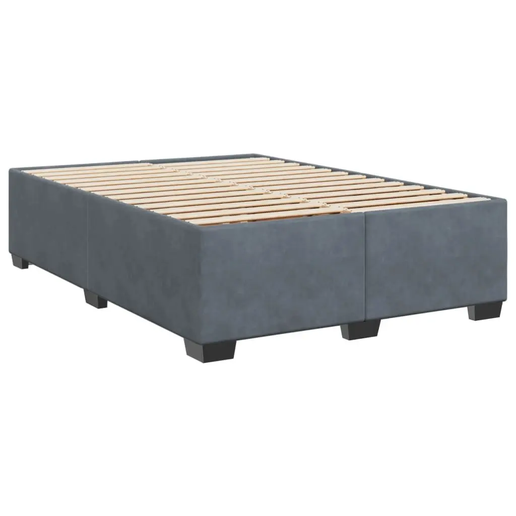 Box Spring Bed Pocket Spring Mattress Queen Velvet Upholstered Black Frame Slats