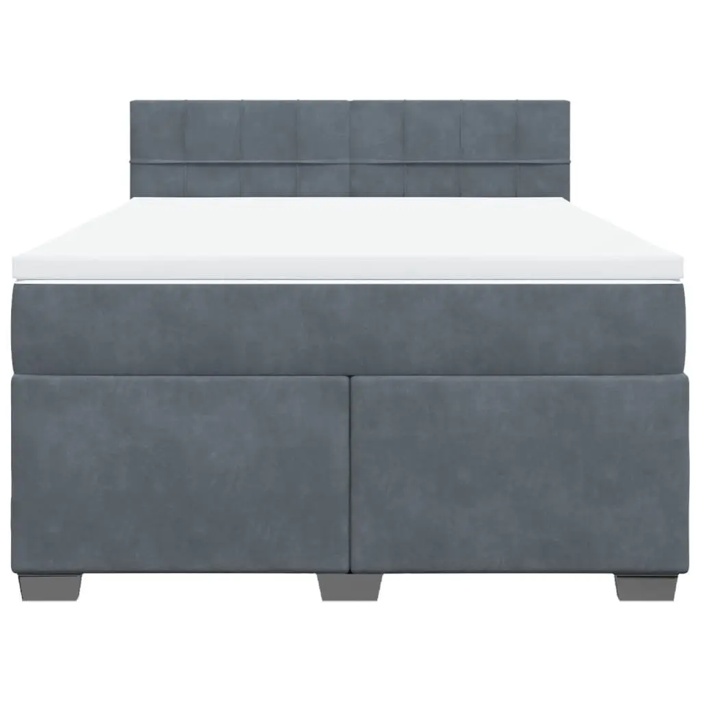 Pocket Spring Mattress Box Spring Bed Queen Size Black Velvet Upholstered Furniture