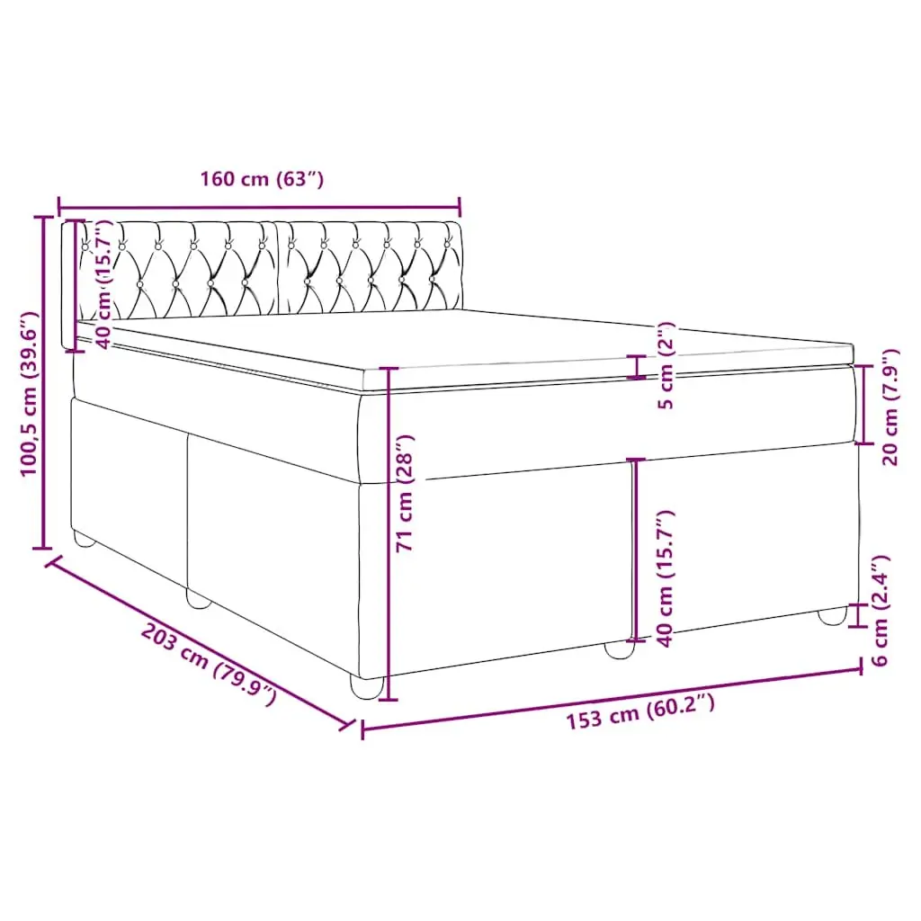 Box Spring Bed Pocket Mattress Queen Size Velvet Upholstered Frame Black
