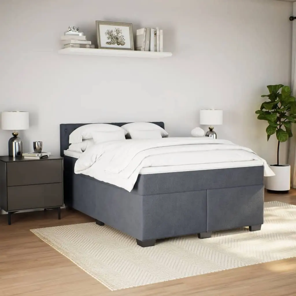 Box Spring Bed Pocket Mattress Queen Size Velvet Upholstered Frame Black