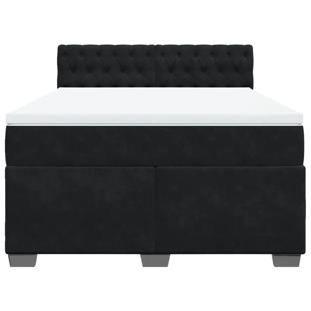 Queen Box Spring Bed Pocket Spring Mattress Grey Velvet Upholstered Frame