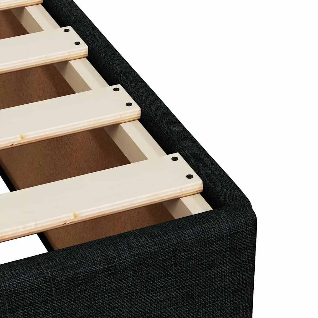 Double Box Spring Bed with Pocket Spring Mattress Black Fabric Bedroom Furniture