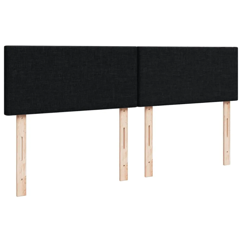 Double Box Spring Bed with Pocket Spring Mattress Black Fabric Bedroom Furniture