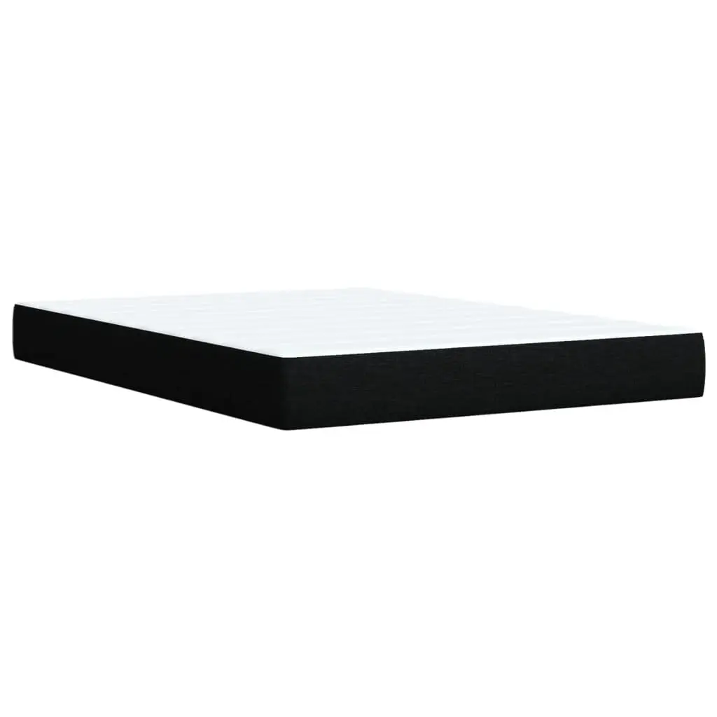 Double Box Spring Bed with Pocket Spring Mattress Black Fabric Bedroom Furniture