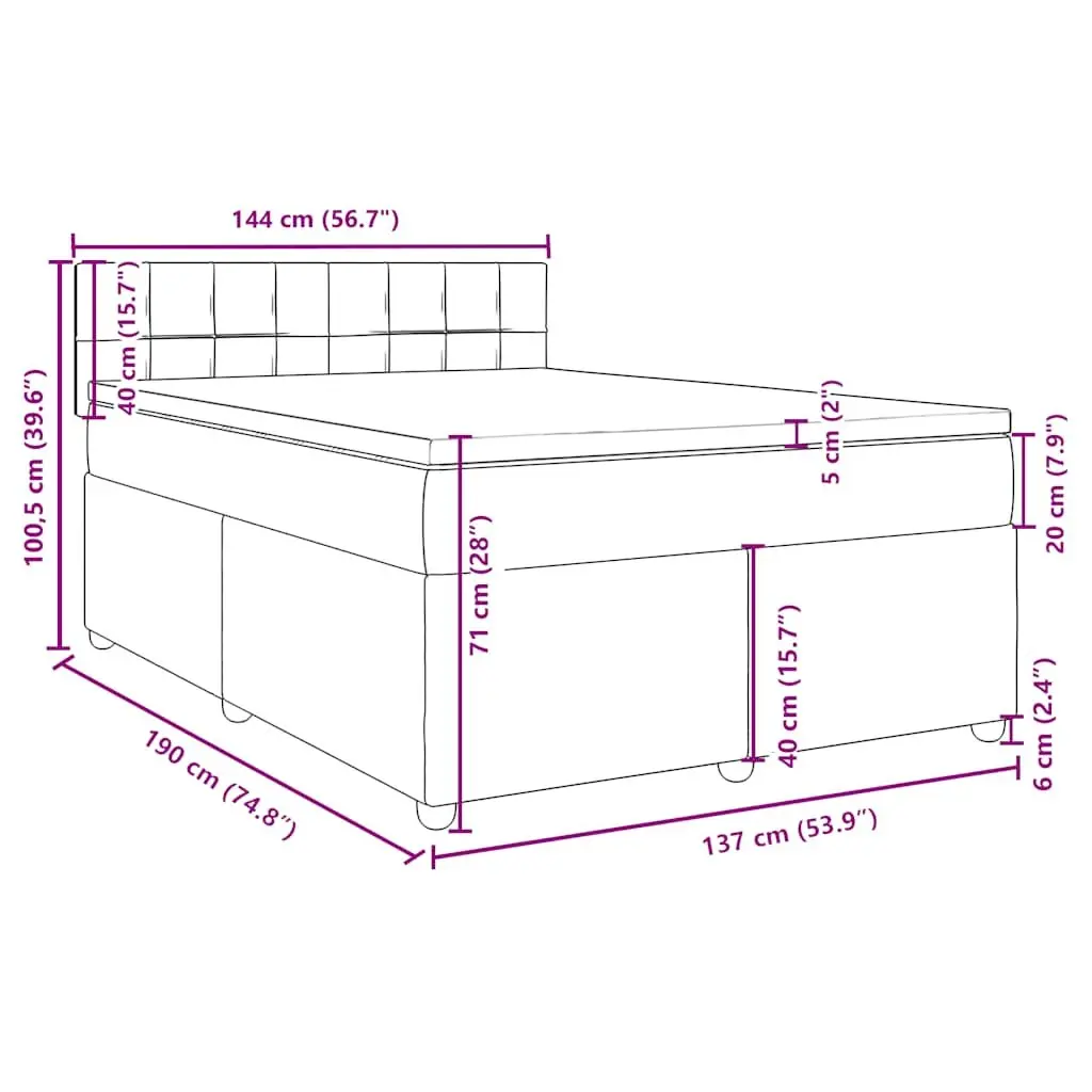 Box Spring Bed Pocket Mattress Black Fabric