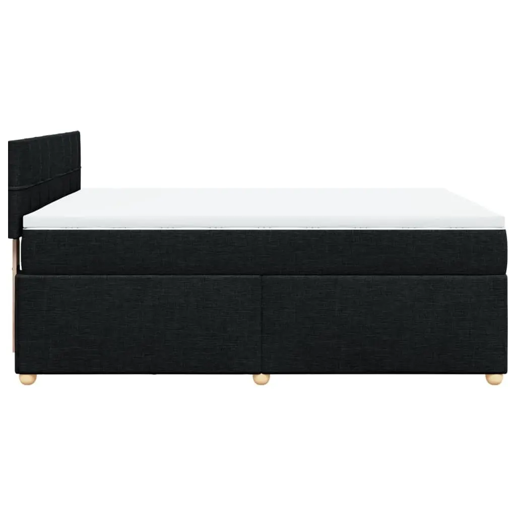 Box Spring Bed Pocket Mattress Black Fabric