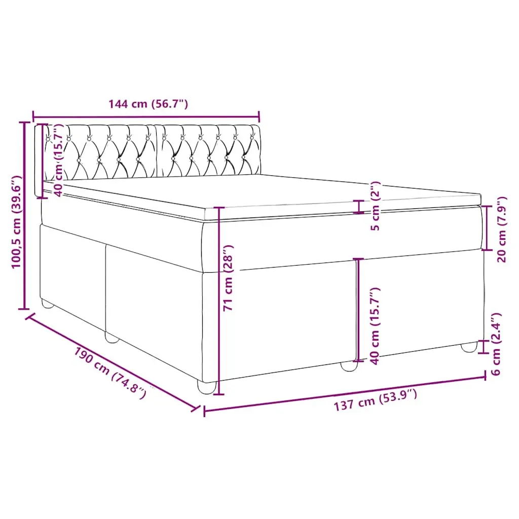 Double Box Spring Bed with Pocket Sprung Mattress Black Fabric Frame