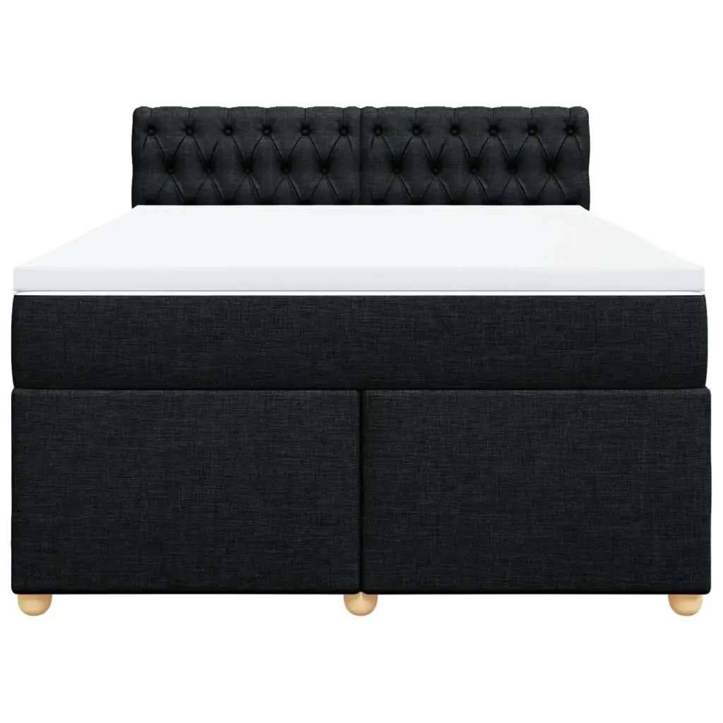Double Box Spring Bed with Pocket Sprung Mattress Black Fabric Frame