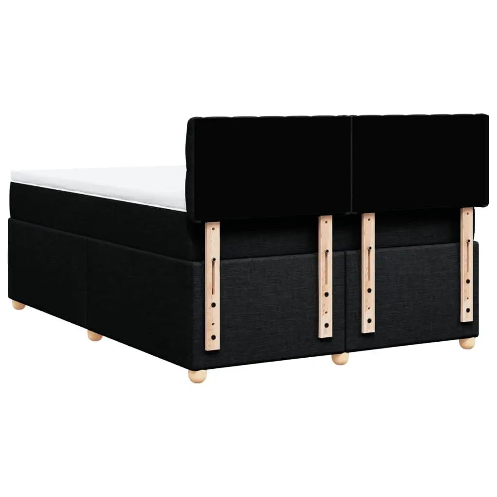 Double Box Spring Bed with Pocket Sprung Mattress Black Fabric Frame