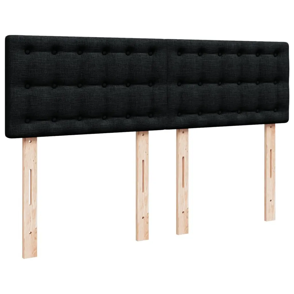 Double Box Spring Bed with Pocket Spring Mattress Black Fabric Frame