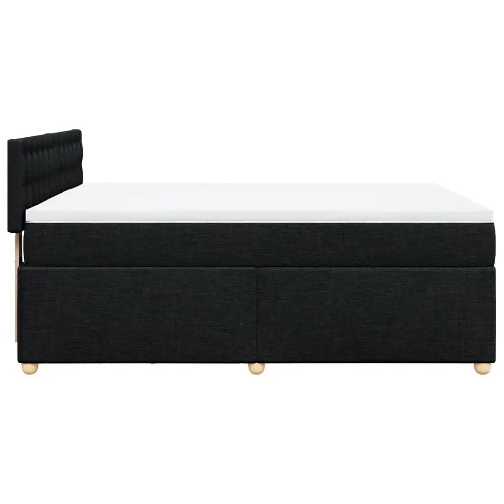 Double Box Spring Bed with Pocket Spring Mattress Black Fabric Frame