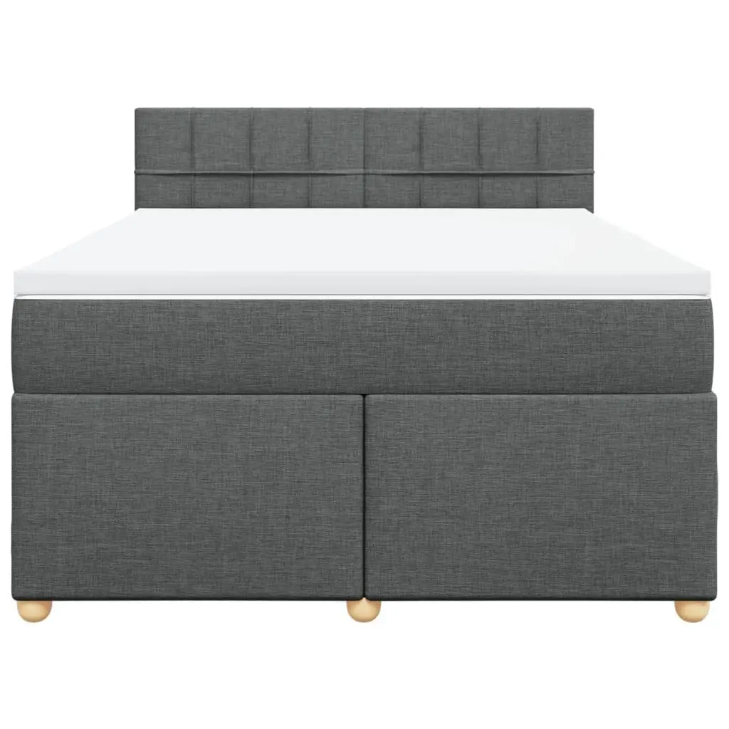 Queen Bed with Pocket Sprung Mattress Grey Fabric Frame and Slats