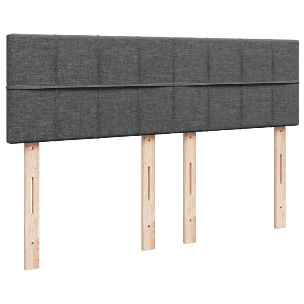 Queen Bed with Pocket Sprung Mattress Grey Fabric Frame and Slats