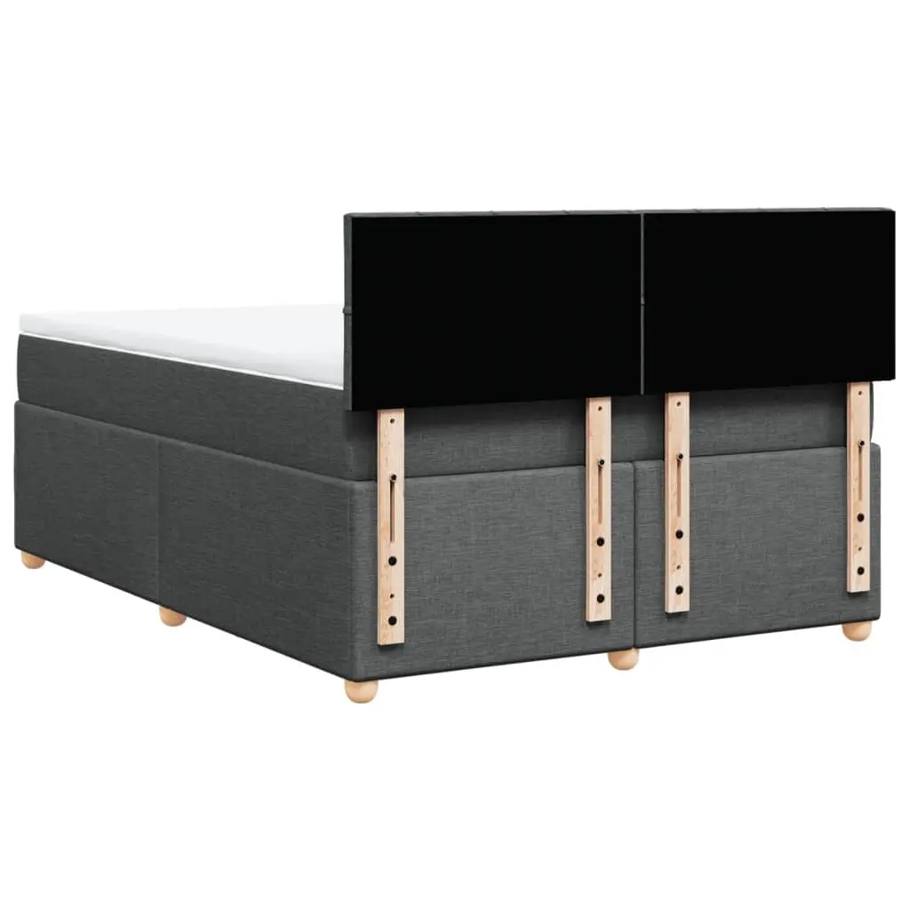 Queen Bed with Pocket Sprung Mattress Grey Fabric Frame and Slats