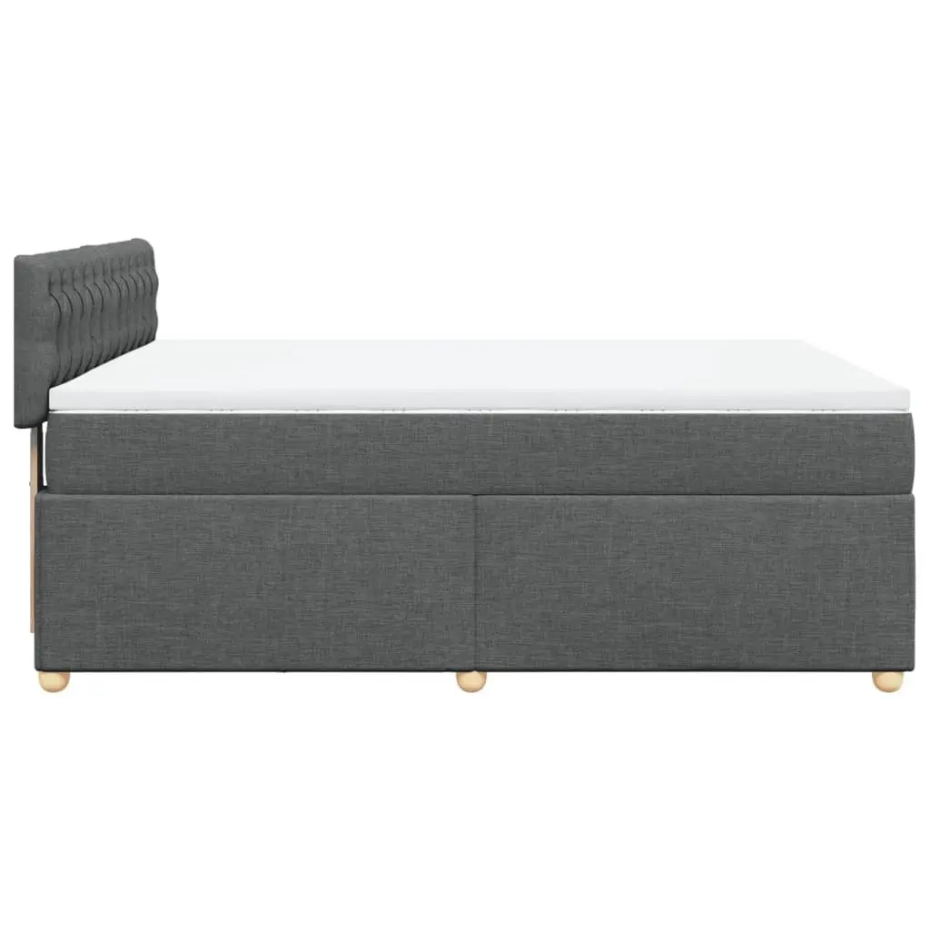 Queen Box Spring Bed Pocket Mattress Dark Grey Fabric