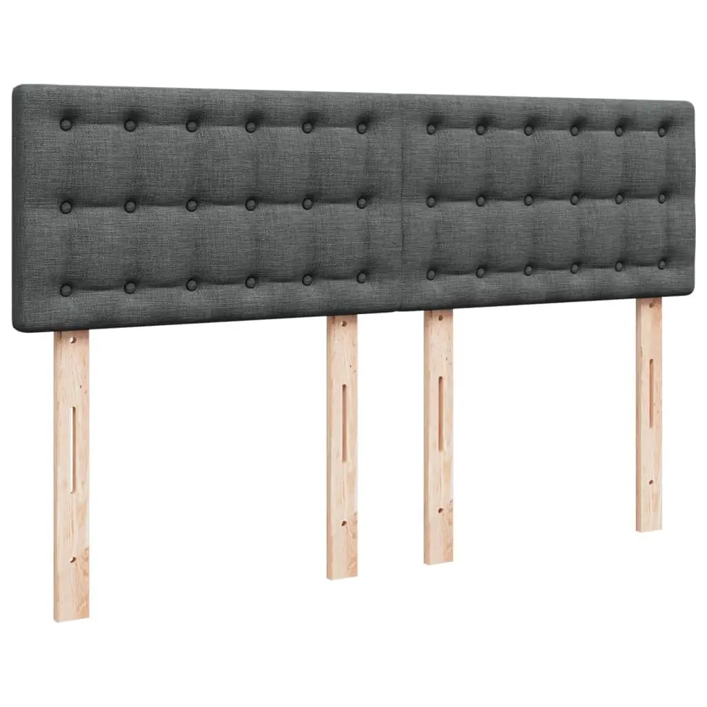 Queen Box Spring Bed Pocket Spring Mattress Dark Grey Fabric