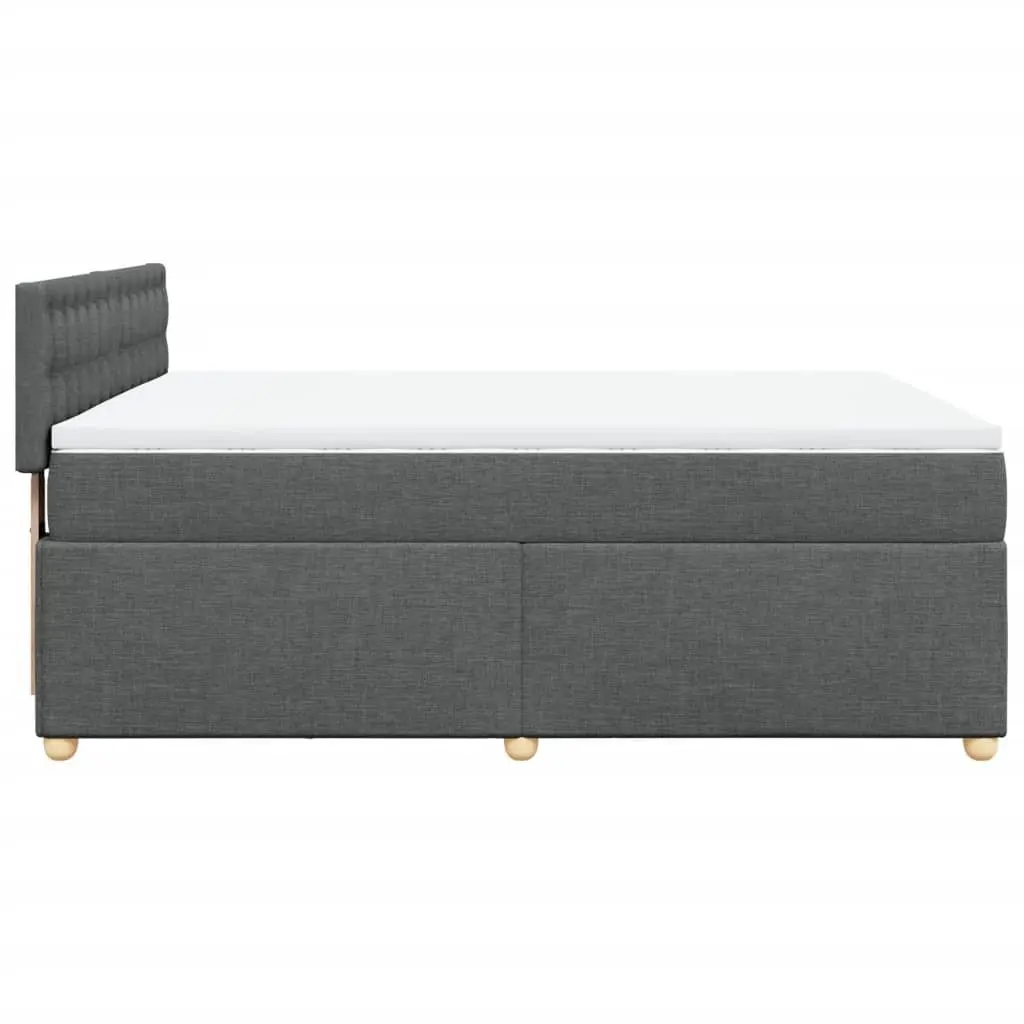 Queen Box Spring Bed Pocket Spring Mattress Dark Grey Fabric