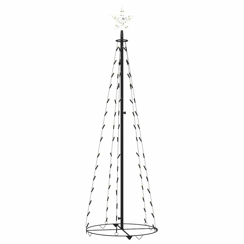 Christmas Cone Tree Decoration Indoor Outdoor 50 x 120 cm White with 70 Warm White LEDs