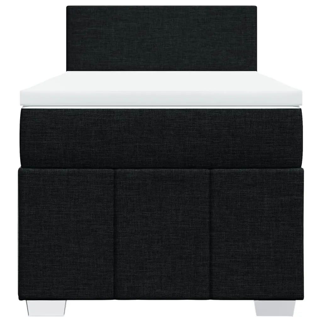 Pocket Spring Mattress Bed Black Fabric Frame King Single with Slatted Support