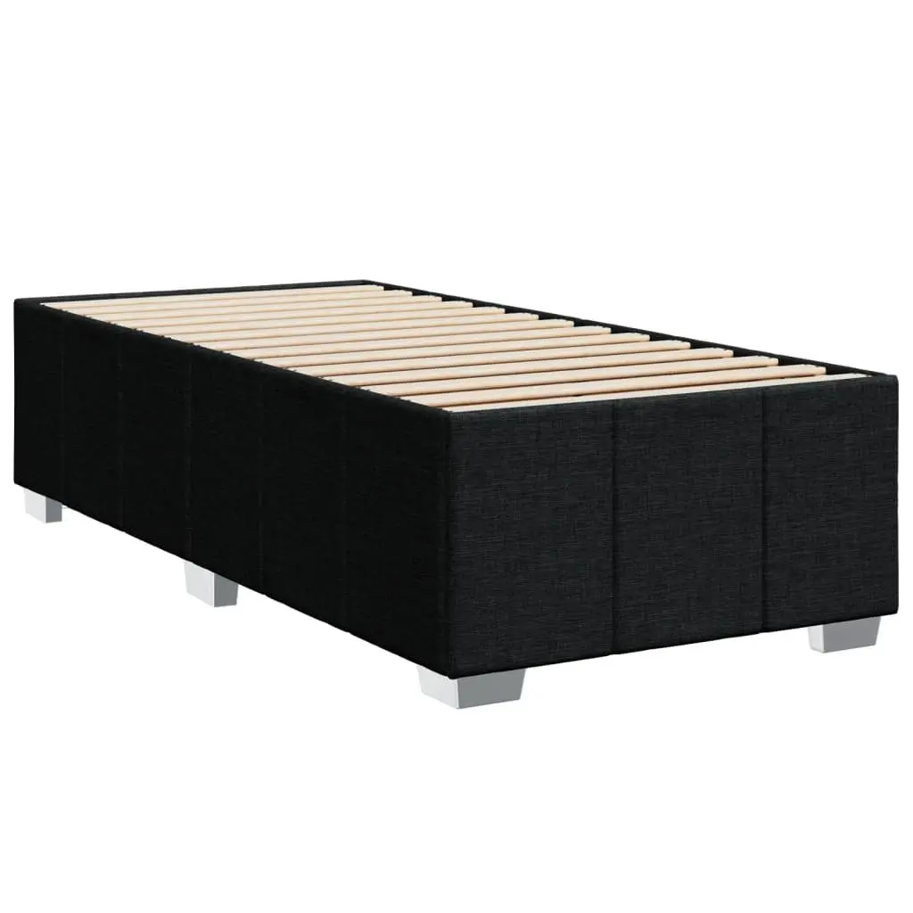 Pocket Spring Mattress Bed Black Fabric Frame King Single with Slatted Support