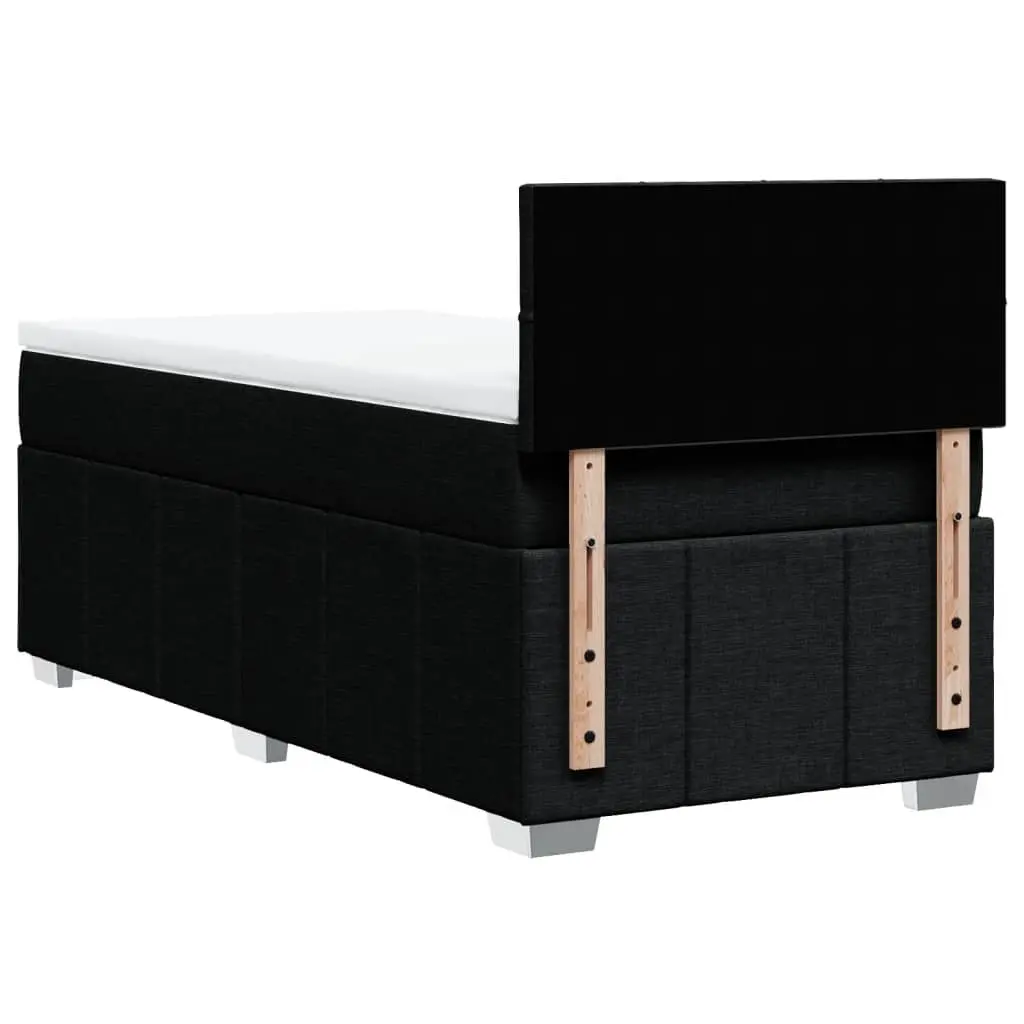 Box Spring Bed Frame King Single with Slatted Base Pocket Spring Mattress Black Polyester Cover