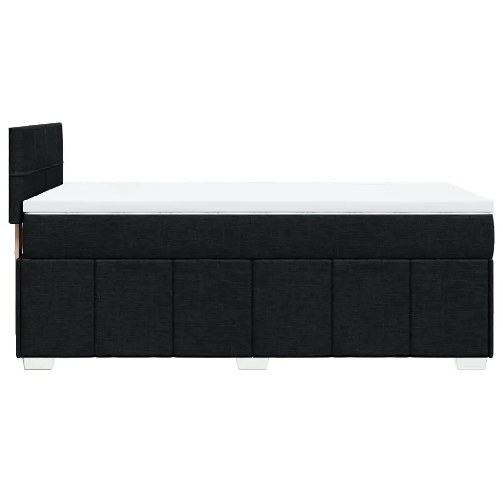 Box Spring Bed Frame King Single with Slatted Base Pocket Spring Mattress Black Polyester Cover