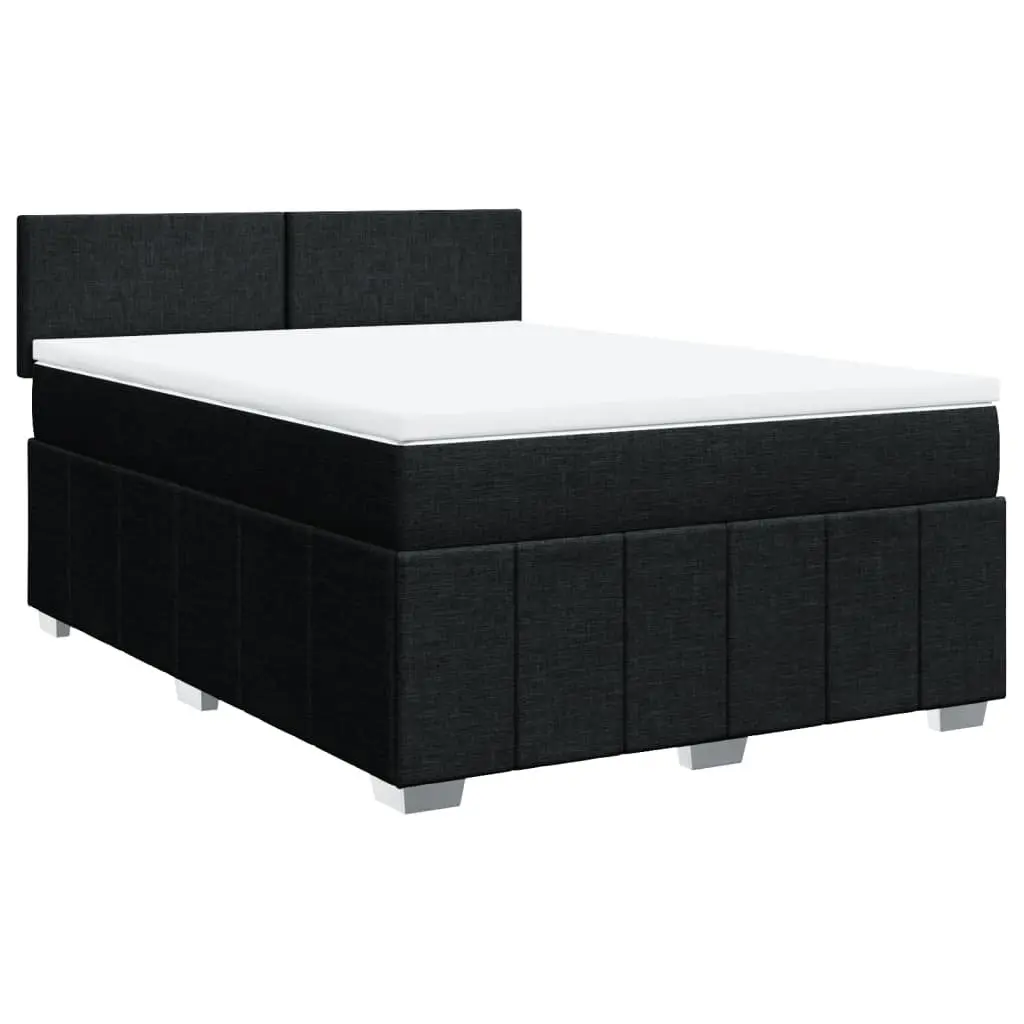 Double Box Spring Bed Pocket Mattress Double Black Fabric Frame Topper