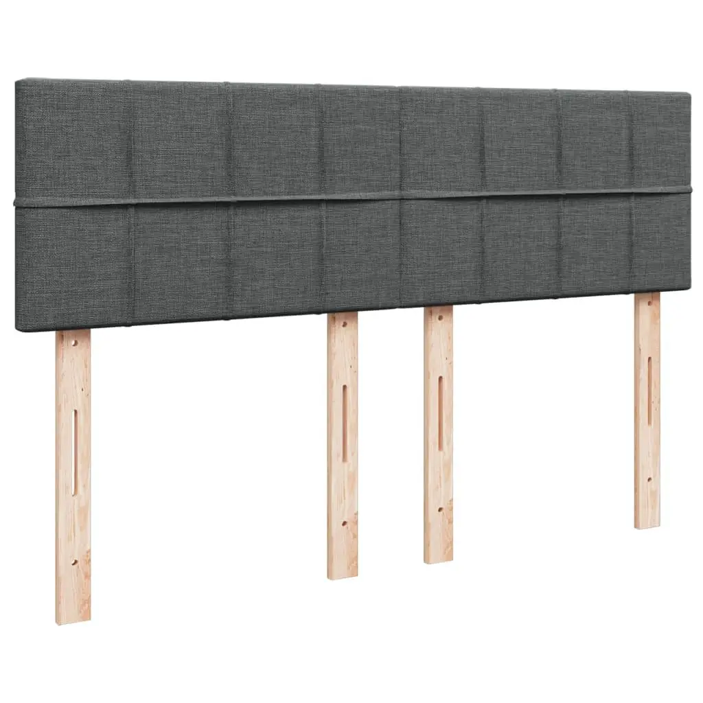 Double Box Spring Bed with Pocket Mattress Black Fabric Bedroom Furniture Frame