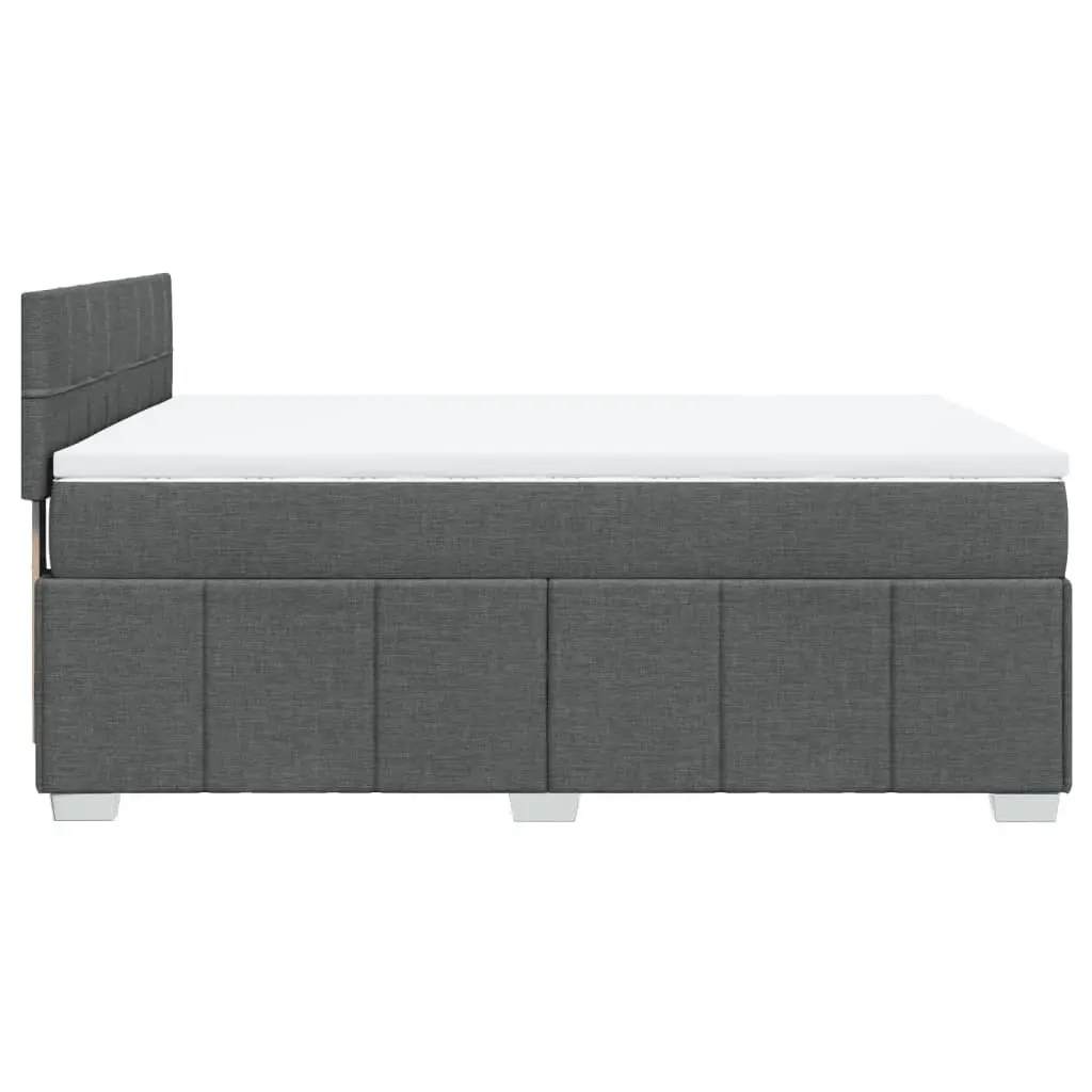 Double Box Spring Bed with Pocket Mattress Black Fabric Bedroom Furniture Frame