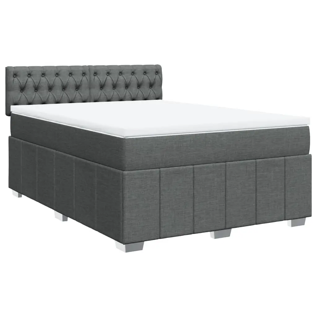 Double Bed Frame Pocket Sprung Mattress Double Black Fabric