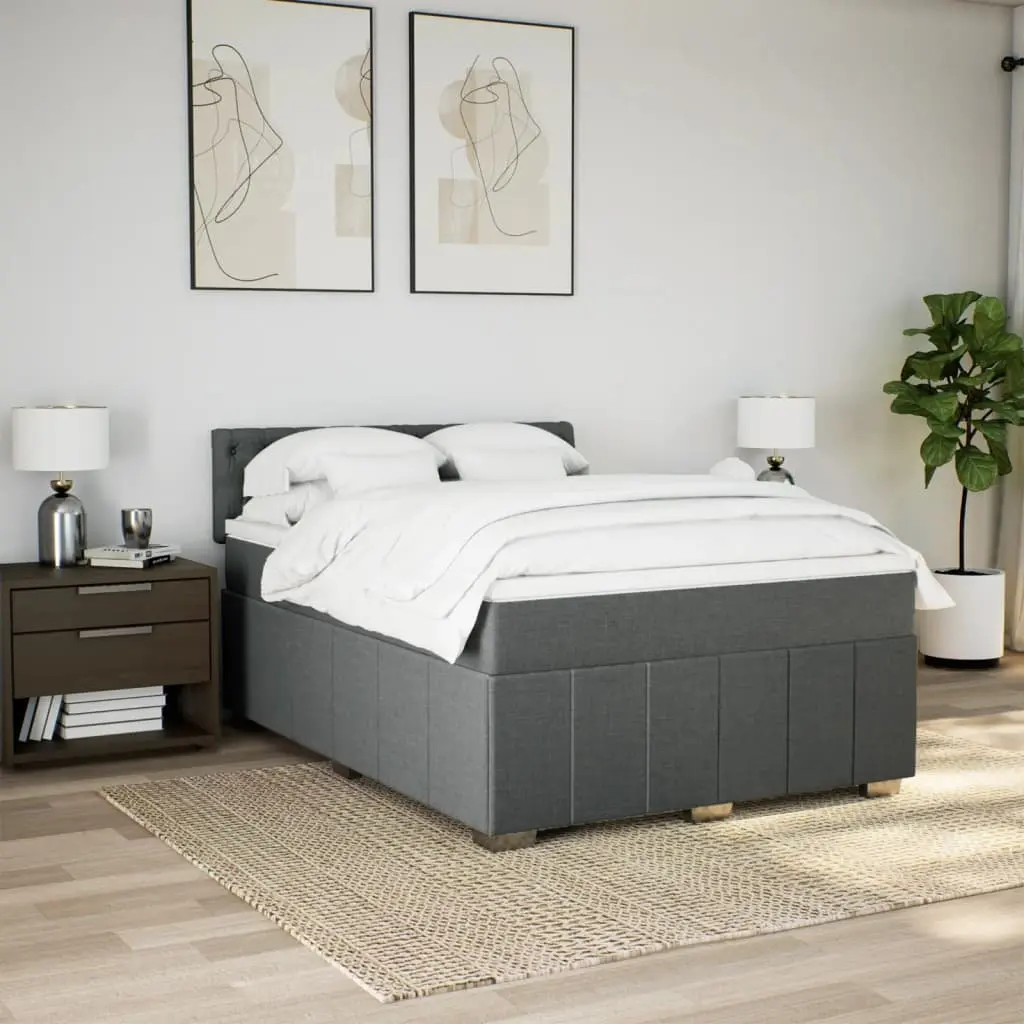 Double Bed Frame Pocket Sprung Mattress Double Black Fabric