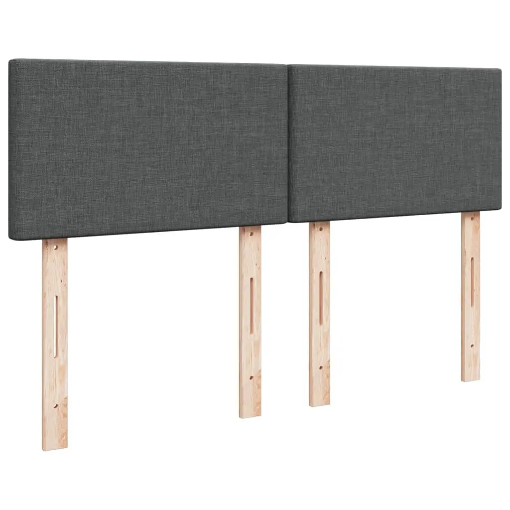 Queen Box Spring Bed with Pocket Sprung Mattress Grey Upholstered Fabric Frame