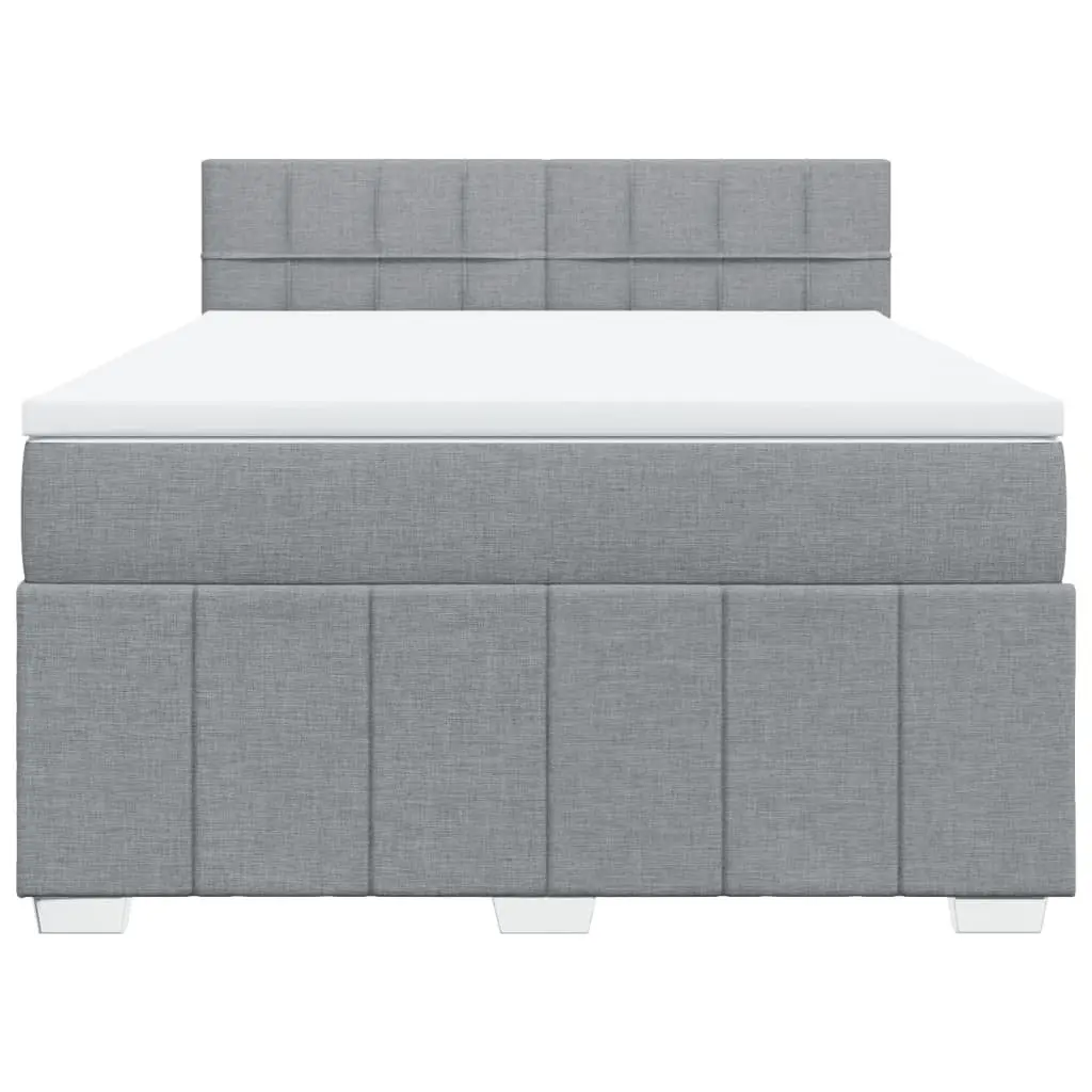 Queen Box Spring Bed Pocket Spring Mattress Grey Fabric