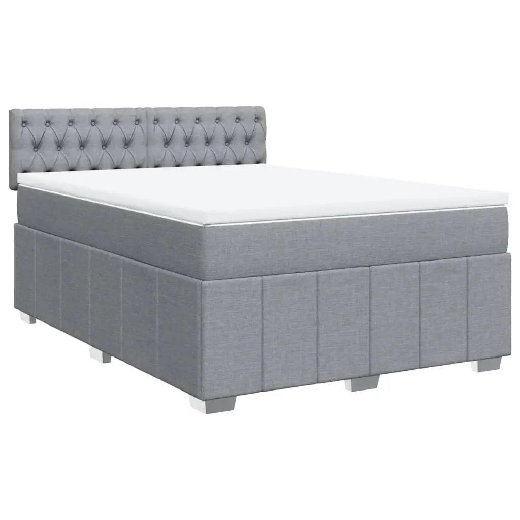 Queen Box Spring Bed Pocket Spring Mattress Dark Grey Fabric