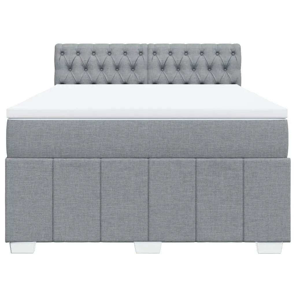 Queen Box Spring Bed Pocket Spring Mattress Dark Grey Fabric
