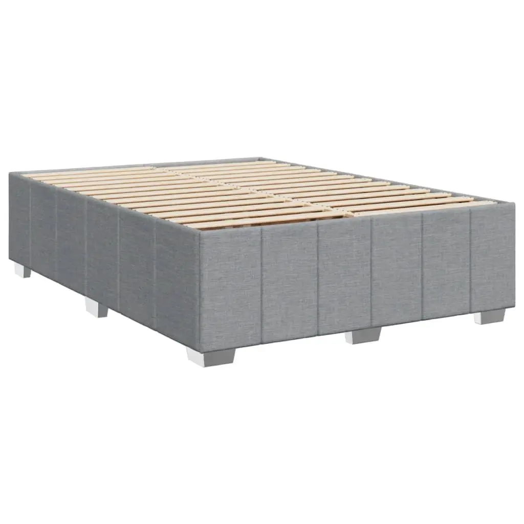 Queen Box Spring Bed Pocket Spring Mattress Dark Grey Fabric