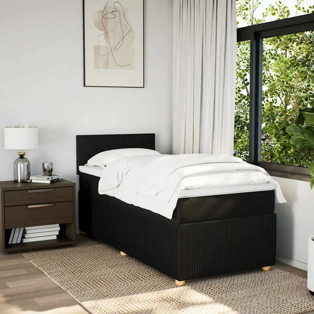 Pocket Spring Mattress King Single Bed Black Fabric Frame with Slatted Base