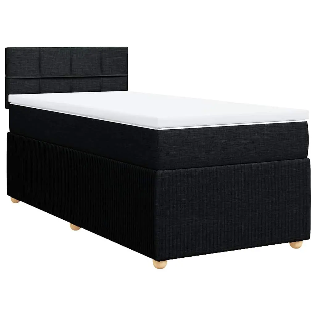 Box Spring Bed King Single Pocket Spring Mattress Black Fabric