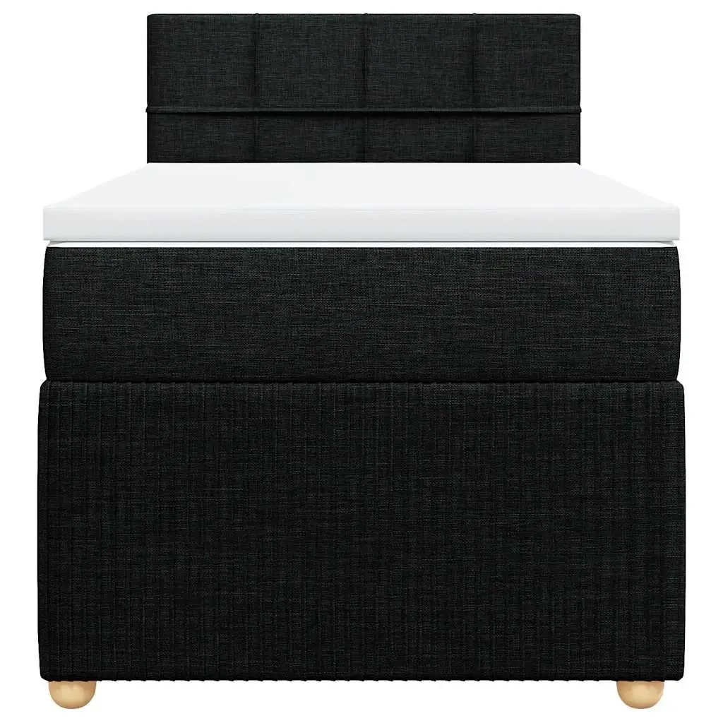 Box Spring Bed King Single Pocket Spring Mattress Black Fabric
