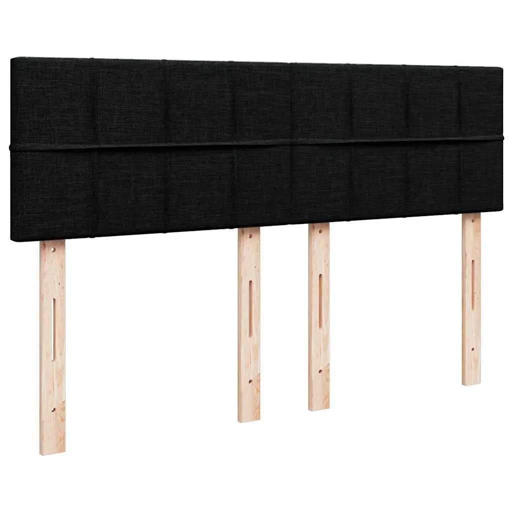 Double Box Spring Bed Pocket Spring Mattress Double Size Black Fabric Frame