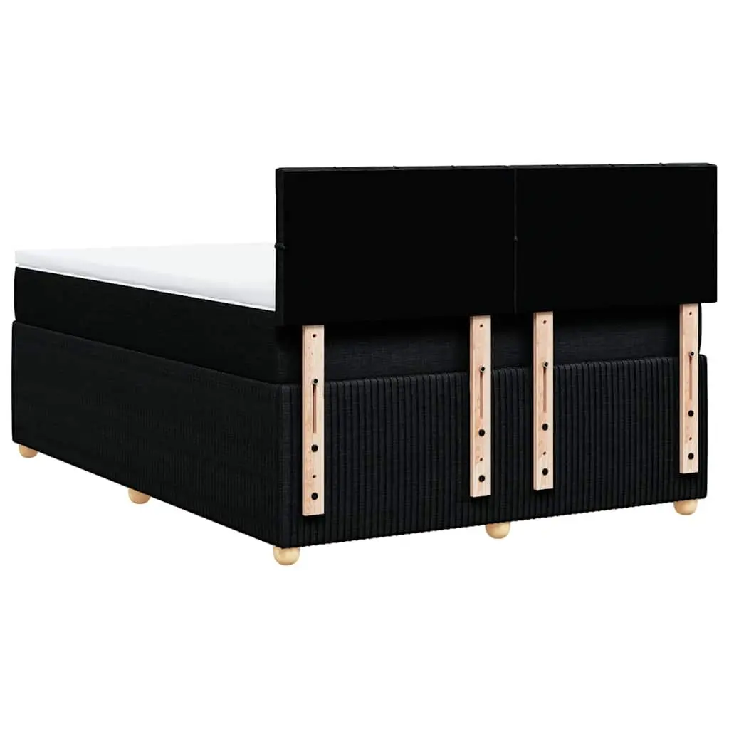Double Box Spring Bed Pocket Spring Mattress Double Size Black Fabric Frame