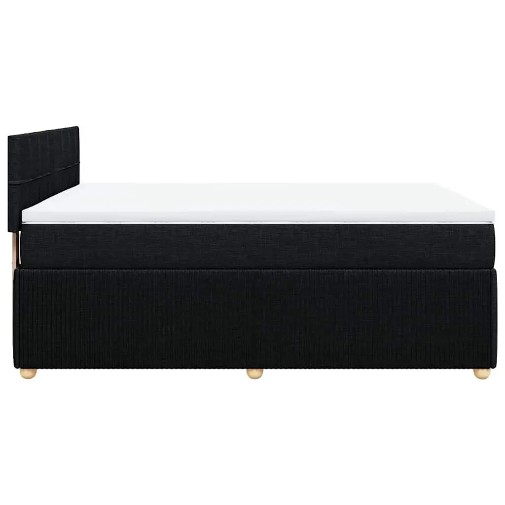 Double Box Spring Bed Pocket Spring Mattress Double Size Black Fabric Frame