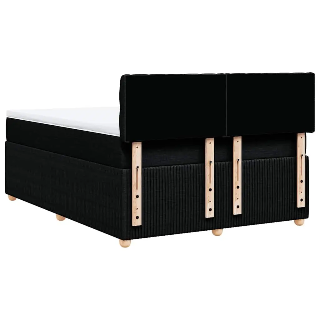 Double Box Spring Bed Pocket Spring Mattress Double Black Fabric