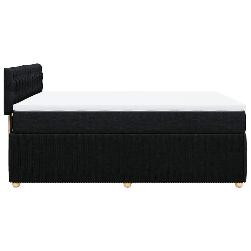 Double Box Spring Bed Pocket Spring Mattress Double Black Fabric