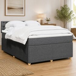 Comfortable Double Box Spring Bed with Washable Mattress Topper
