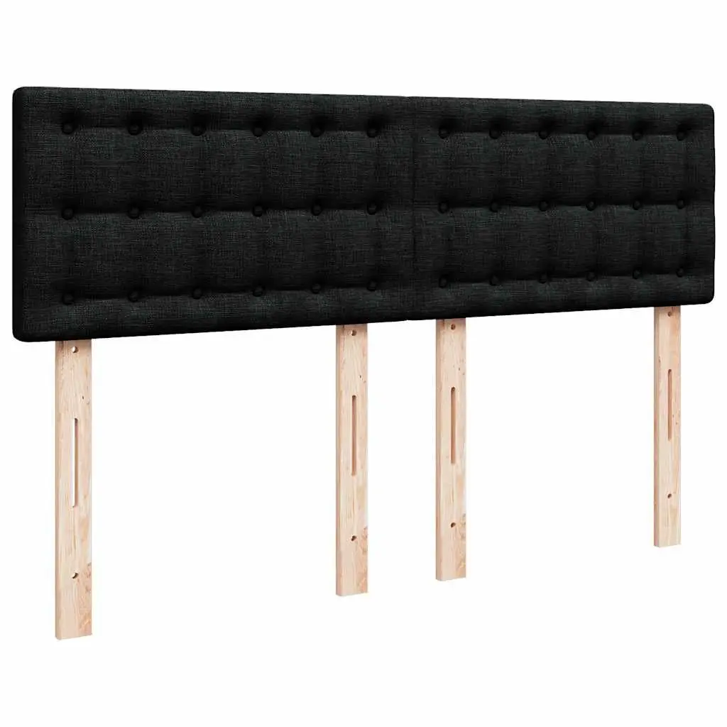 Double Box Spring Bed Pocket Spring Mattress Black Fabric Frame