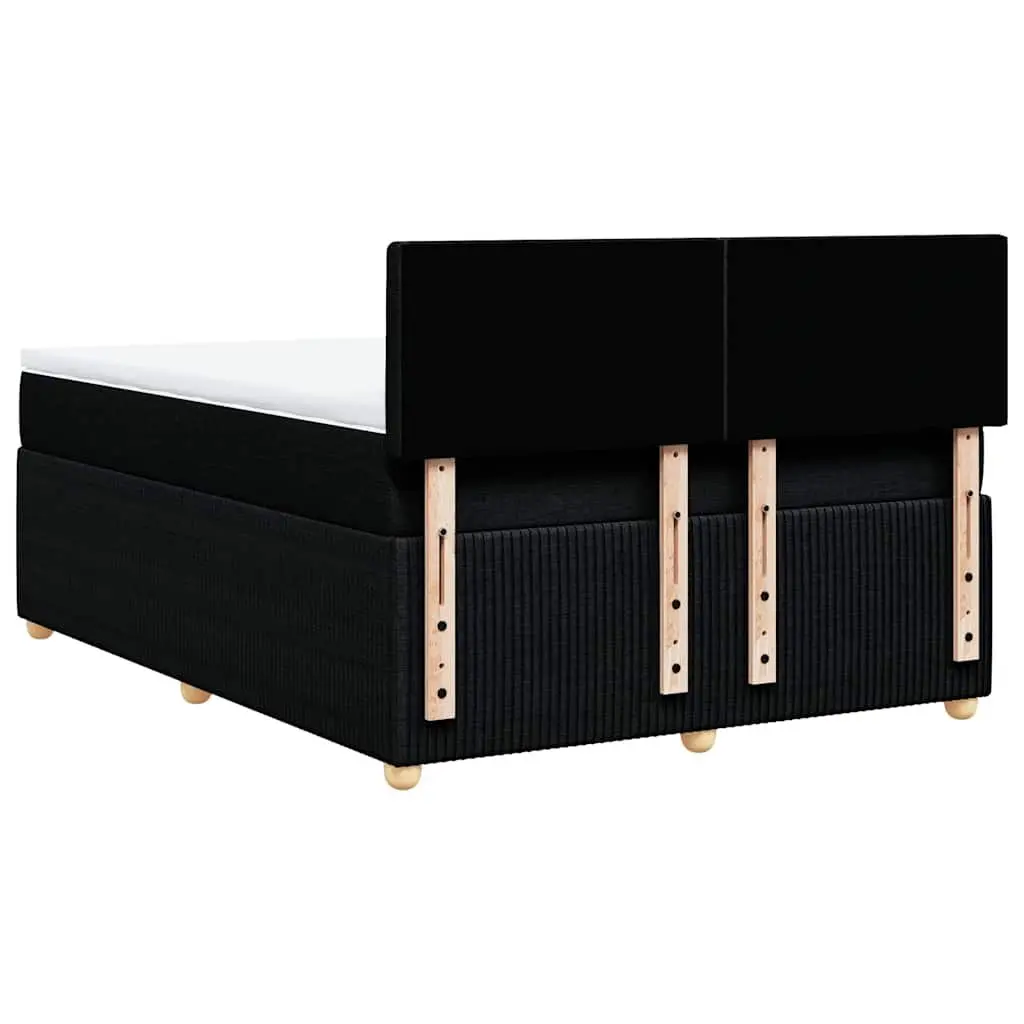 Double Box Spring Bed Pocket Spring Mattress Black Fabric Frame